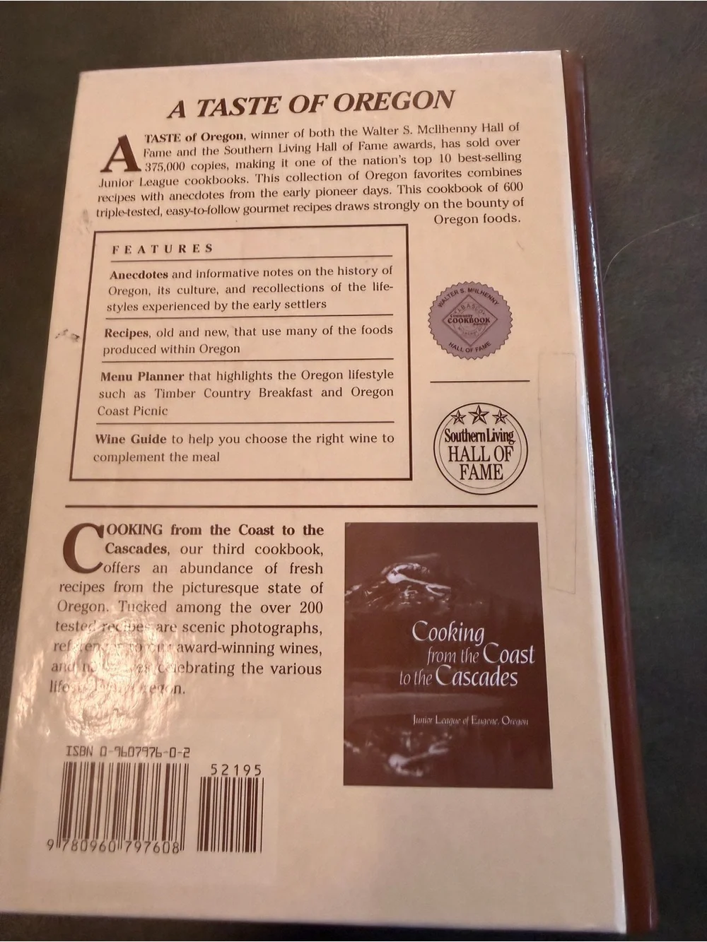 Vintage “A Taste of Oregon” cookbook. By Junior league of Eugene.